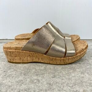 Kork Ease Menzie Cork Wedge Heel Platform Sandal Metallic Champagne Gold Women 7